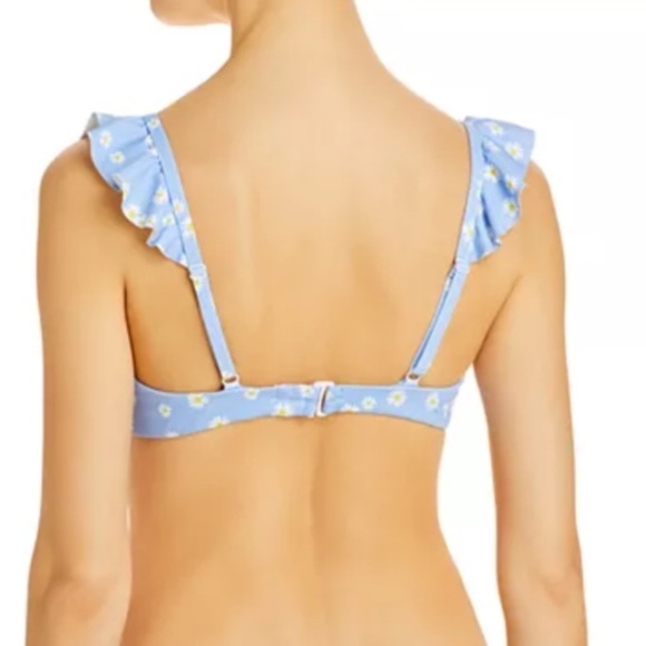 NWT AQUA Daisy Print Ruffle Detail Adjustable Straps Bikini Top Size Large - Picture 2 of 3